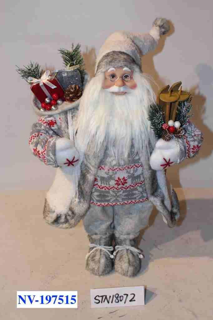 DKD Home Decor Figura de Navidad Alpina Poliester PVC Madera Gris 13 x 47 x 30 cm