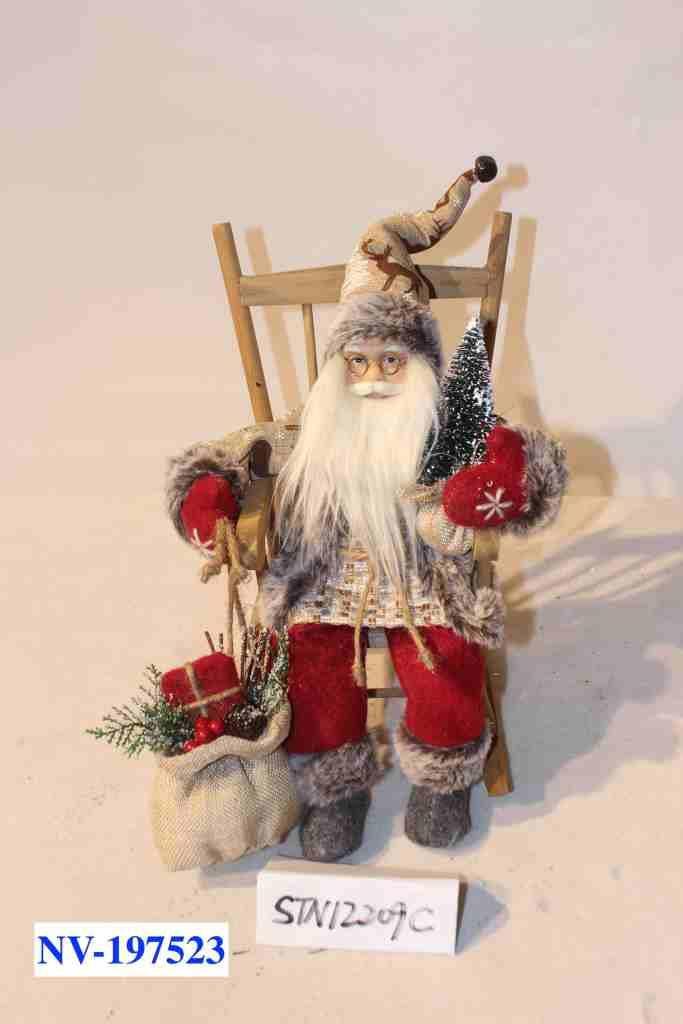 DKD Home Decor Figura Navidad Tradicional, Poliéster y Madera, Colores Rojo, Gris y Marrón, Alto 35 x Largo 25 x Ancho 23 cm