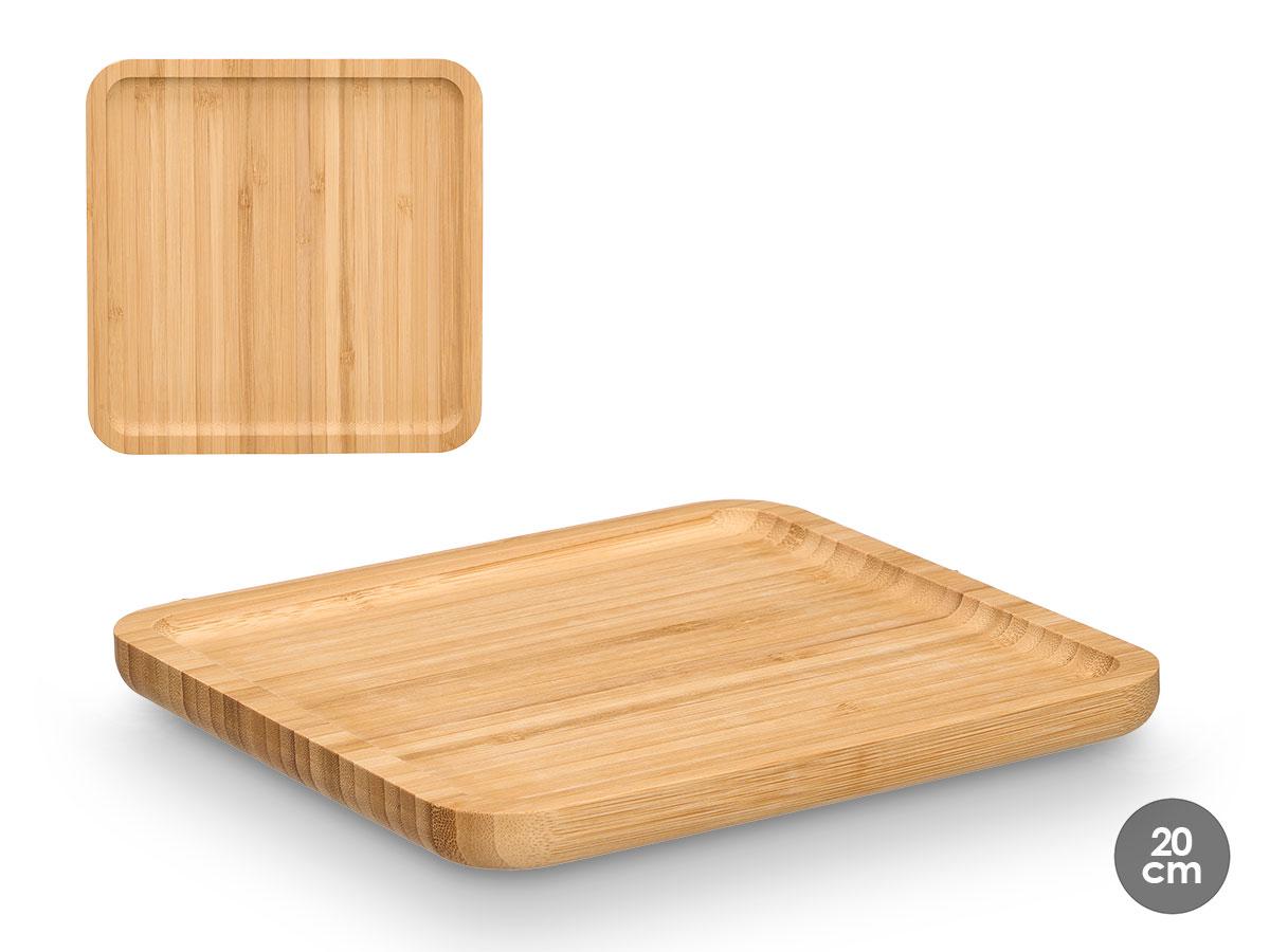 Kinvara Bandeja Cuadrada de Bambú 20x20 cm Natural (12 Unidades)