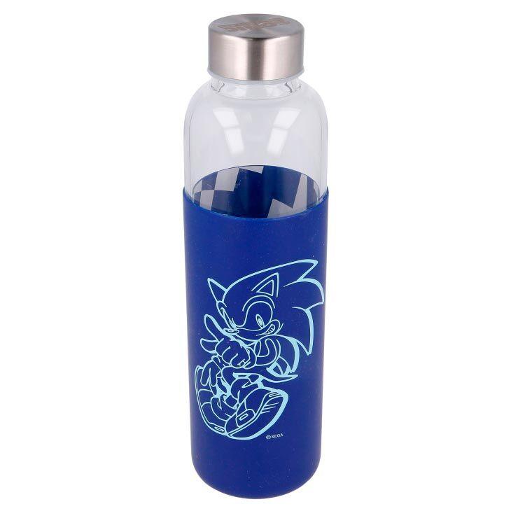 STOR Botella de cristal Sonic The Hedgehog con funda de silicona 585ml