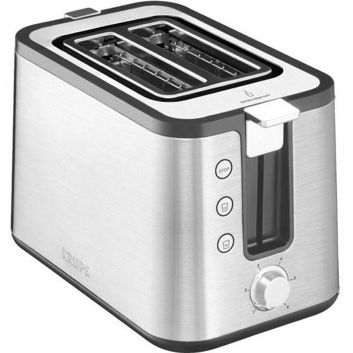 Krups KH 442 D Tostadora Control Line 850W de 2 Ranuras, Acero Inoxidable, Funciones Recalentar y Descongelar