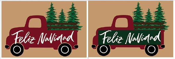 DKD Home Decor Felpudo de Navidad Tradicional con Camioneta Fibra de Coco y PVC Rojo Verde 40x60 cm, 1.5 cm Alto (Set de 2)