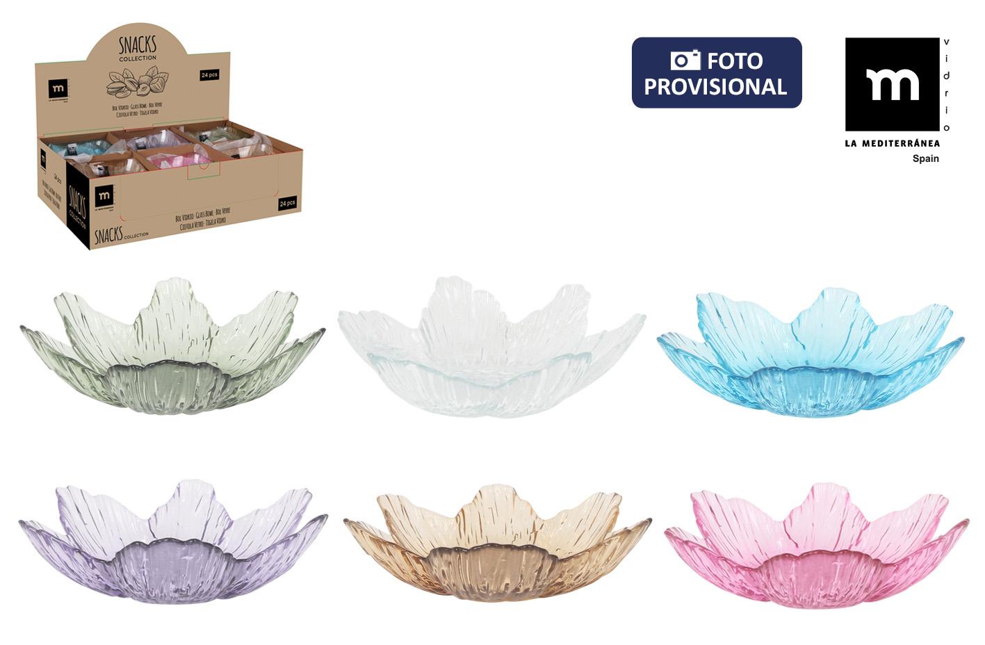 La Mediterranea Bol de Snacks Redondo Crocus de Colores, 15 cm de diámetro x 4.2 cm de alto (48 Unidades)