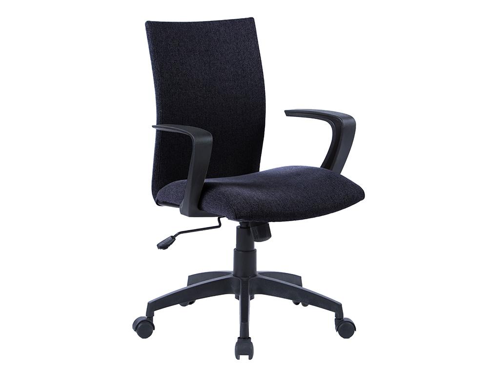 Q-connect Silla Giratoria de Oficina Negra, Regulable en Altura, con Base de Nylon y Asiento Tapizado en Tela