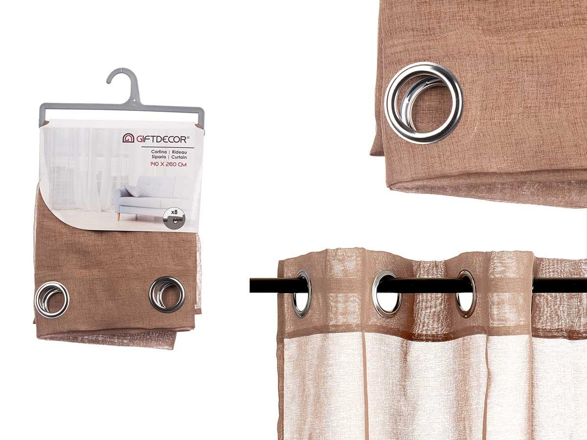 Giftdecor Cortina Visillo Marrón 140x260 cm (6 Unidades)