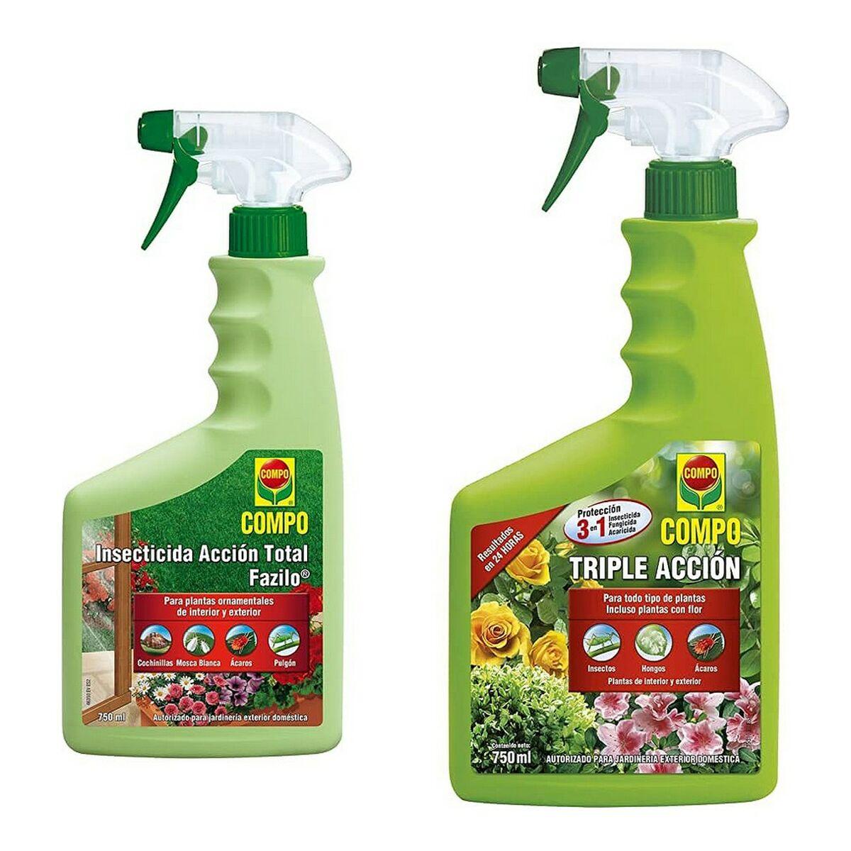 Compo ACCIÓN TOTAL Insecticida y Acaricida para Plantas de Interior y Exterior contra Cochinillas, Pulgones, Ácaros 750 ml