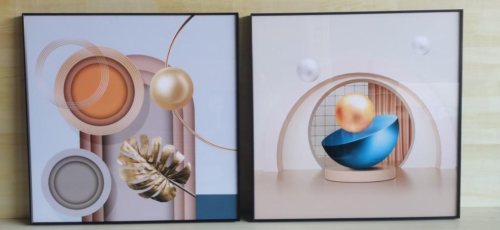 DKD Home Decor Cuadro Abstracto Glam Beige Dorado Aluminio MDF 80x80x3 cm (2 Unidades)