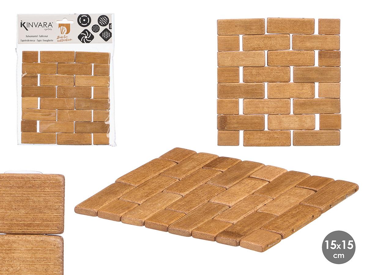 Kinvara Protector de Mantel de Bambú Cuadrado 15x15 cm (24 Unidades)