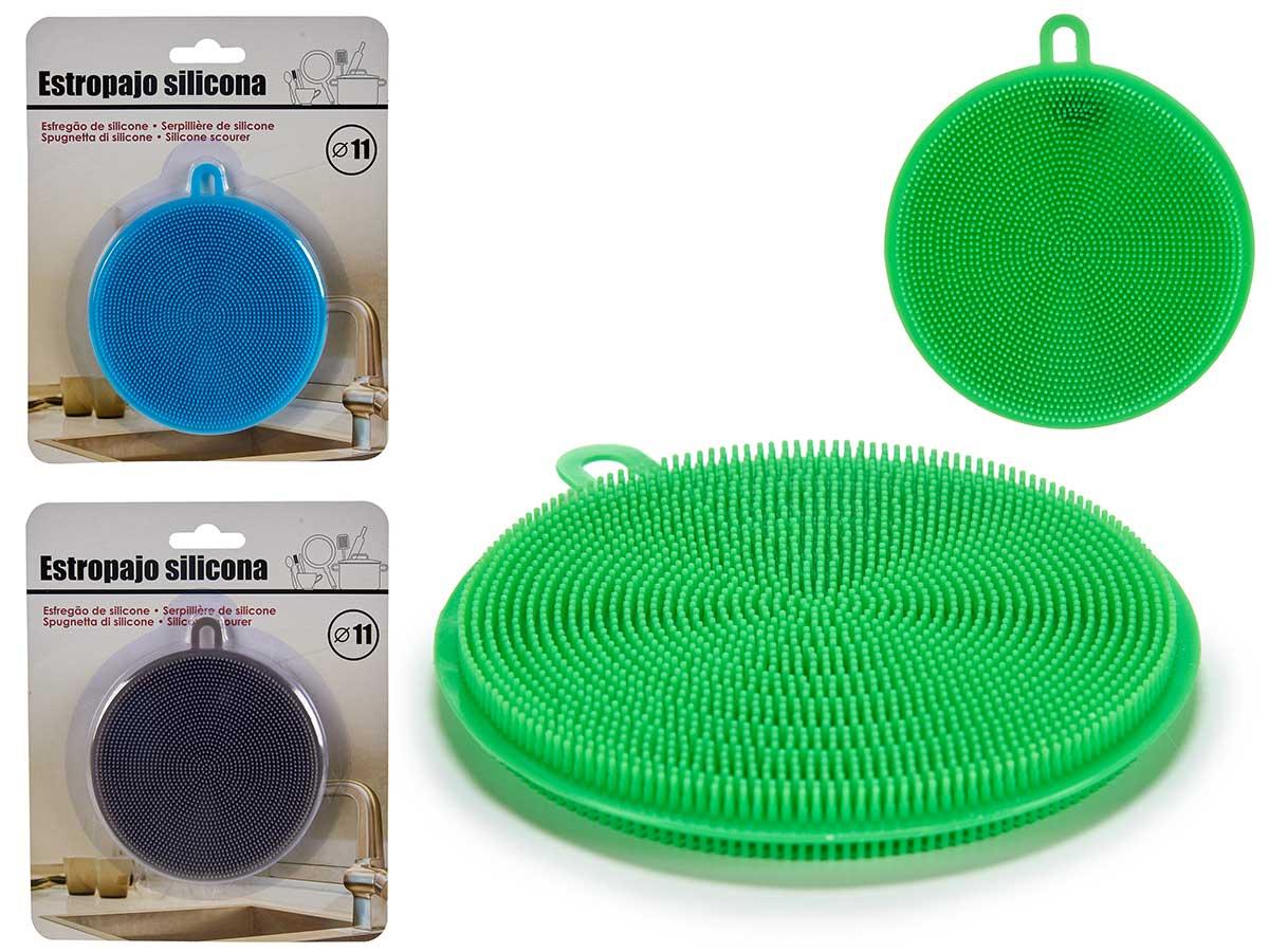 Arte Regal Estropajo de Silicona Redondo, Mix 3 Colores (Azul, Negro, Verde), 12.5x1.2x11 cm (36 Unidades)