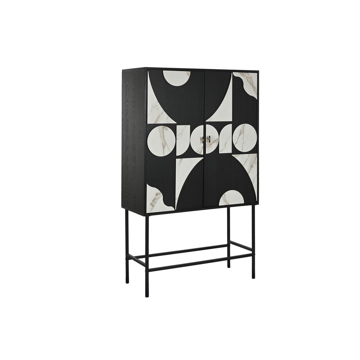 DKD Home Decor Armario Neoclásico Moderno de Abeto y Metal Negro/Blanco, 2 Puertas, 170x100x40 cm Desmontable