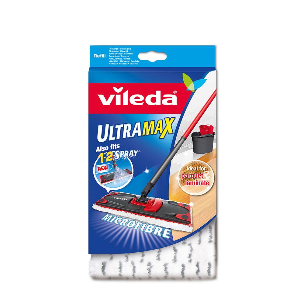 Vileda Recambio Mopa Microfibras Ultramax 2 en 1 para Todo Tipo de Suelos con Nuevo Escurridor y Manos Secas