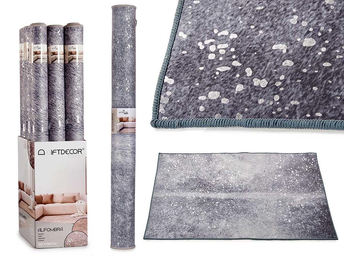 Giftdecor Alfombra Gris con Manchas Plateadas 133x190 cm (9 Unidades)