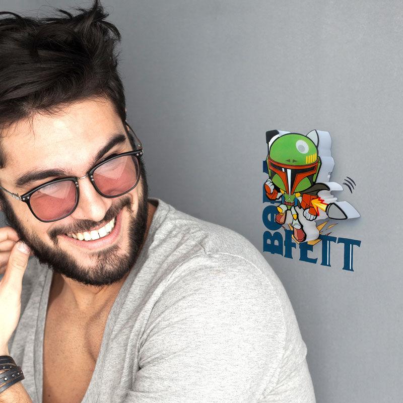 3D Light FX Lámpara LED 3D Mini Boba Fett Star Wars – Funciona con Pilas AAA – No se Calienta al Tacto