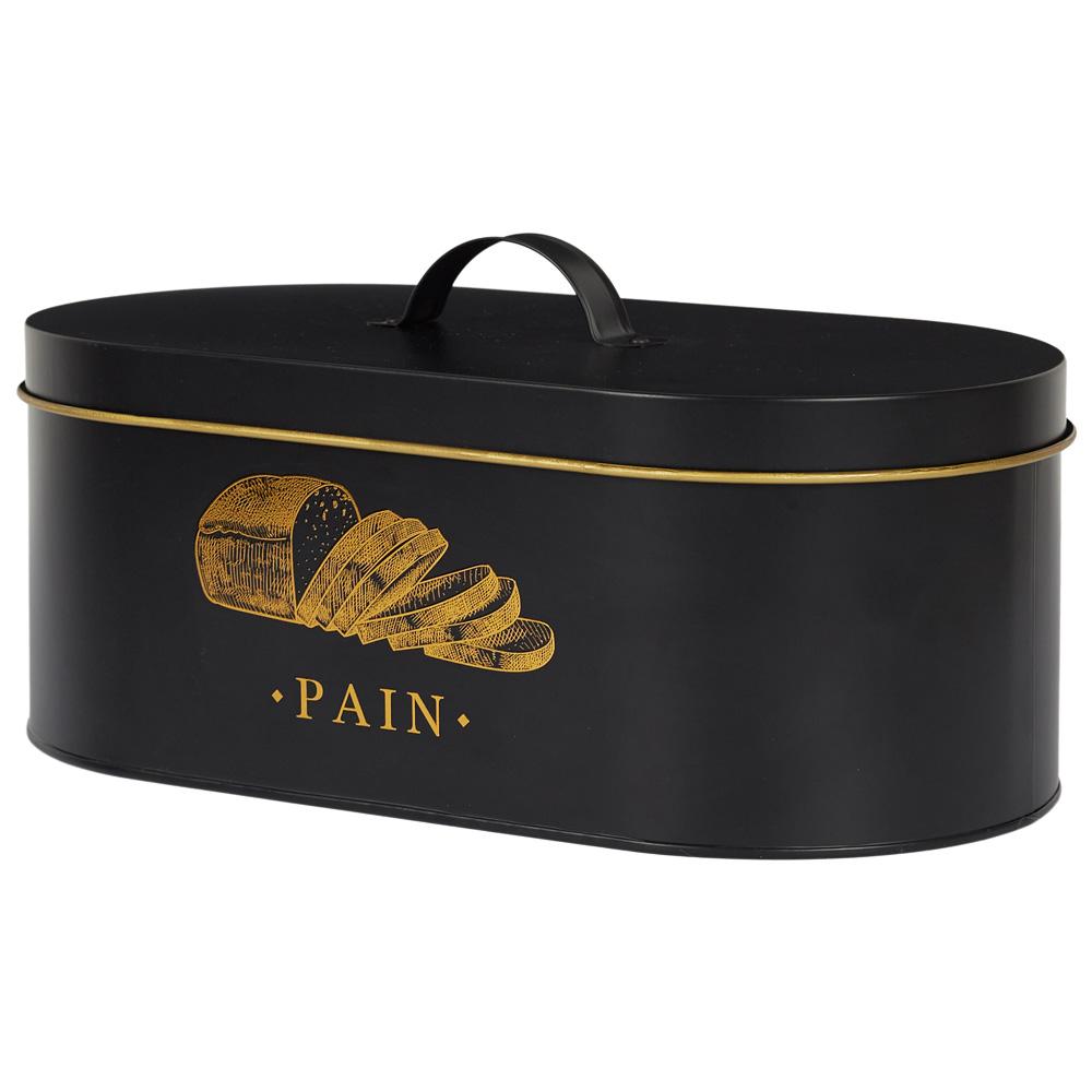 Cook Concept Caja Metal "Pain" Lounge - Negro mate con dorado, 34x18x17 cm