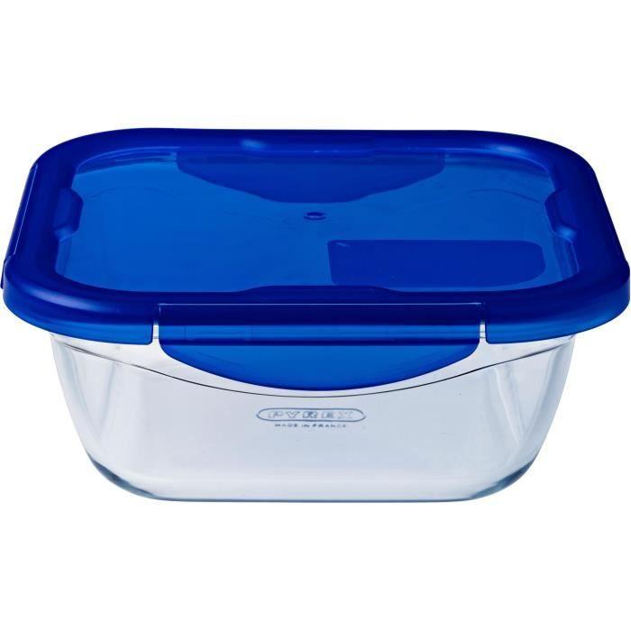 Pyrex Recipiente Cuadrado Cook&Go Tapa Hermética 4 Cierres Vidrio Borosilicato 0,80 L Apto Horno Microondas Congelador Lavavajillas