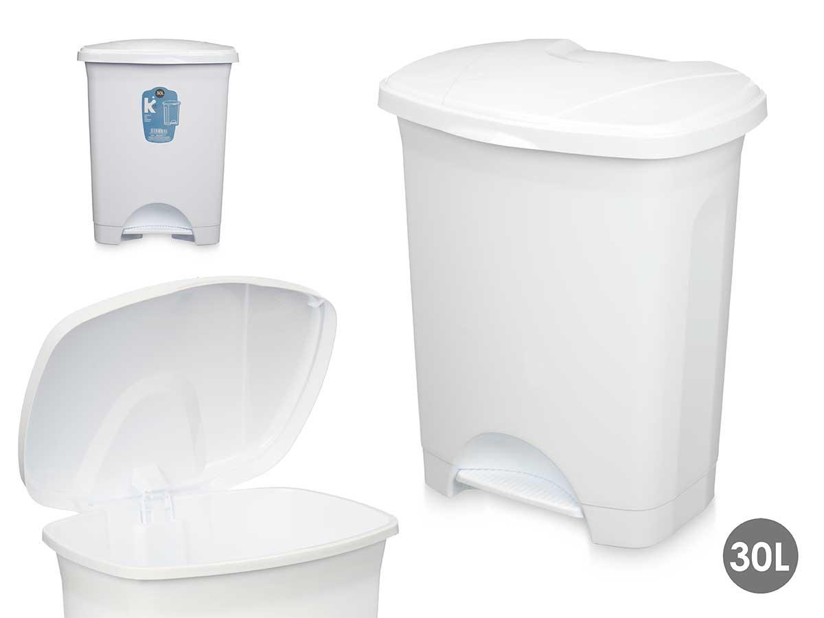 Arte Regal Papelera de Pedal de Plástico 30L Blanco 39x48x32 cm (4 Unidades)