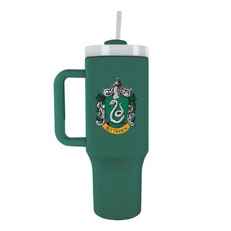 PYRAMID Vaso Termo Harry Potter Slytherin 1,2L con Tapa, Pajita y Asa de Acero Inoxidable para Bebidas Frías/Calientes