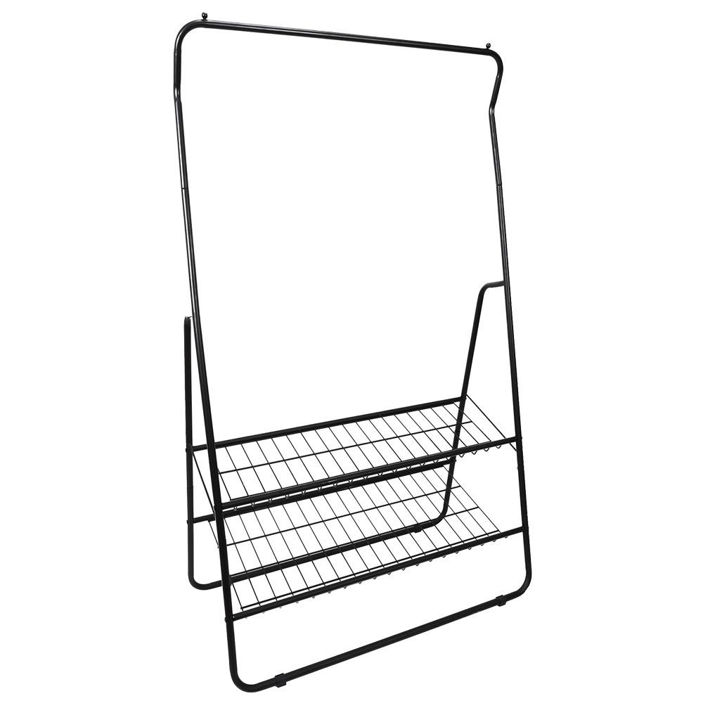 Home Deco Factory Perchero Barra Con Zapatero, Metálico Con 2 Baldas De Rejilla, 93x47 cm, H.159 cm