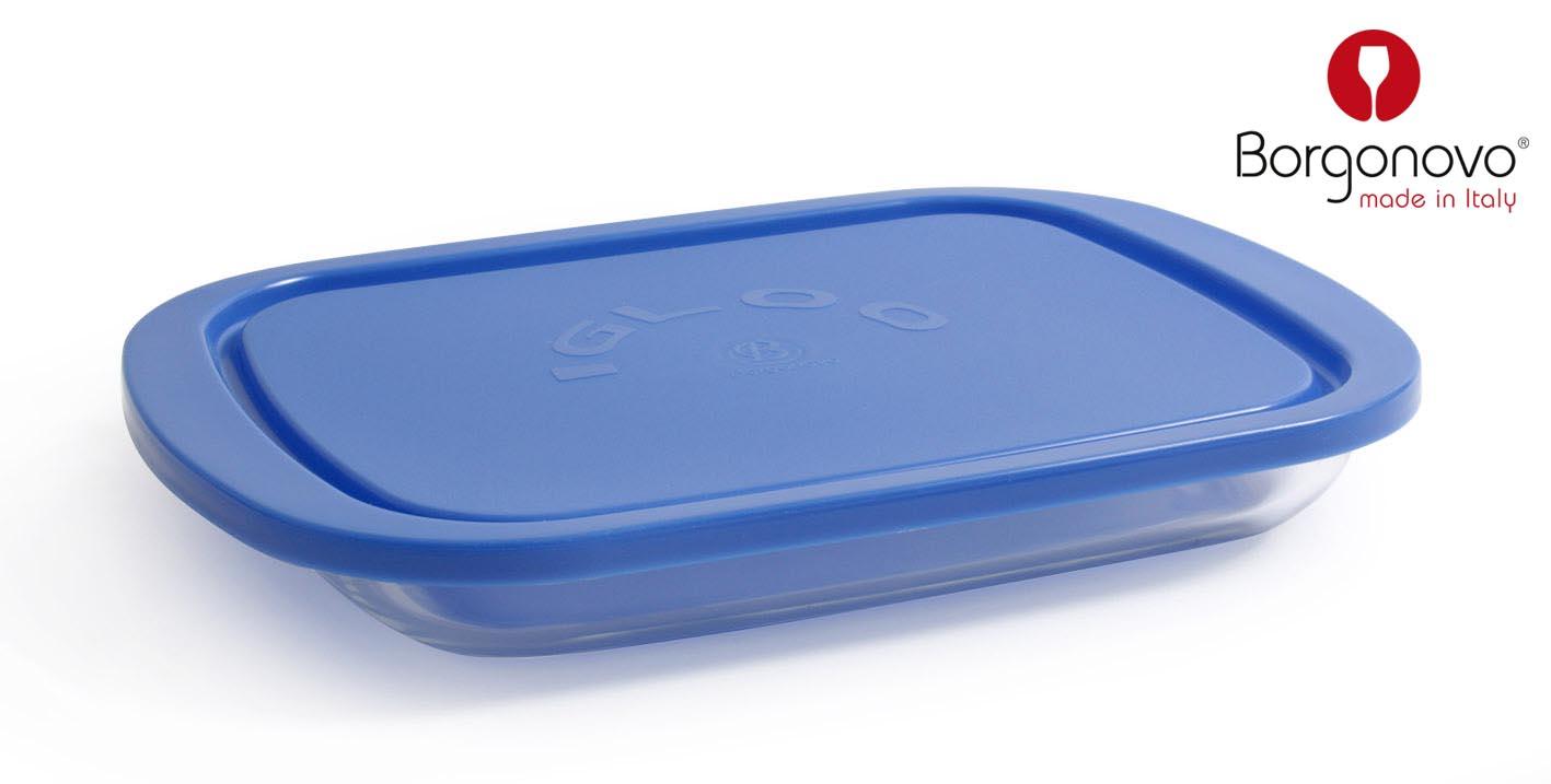 Borgonovo Fiambrera con Tapa Rectangular Plana Igloo 26x18.5 cm Azul (12 Unidades)