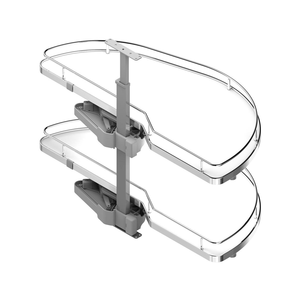 MENAGE CONFORT Dolphin-I Bandeja Deslizante Salvarincones para Mueble de Esquina Acabado Cromo/Blanco Mano Izquierda Puerta 400