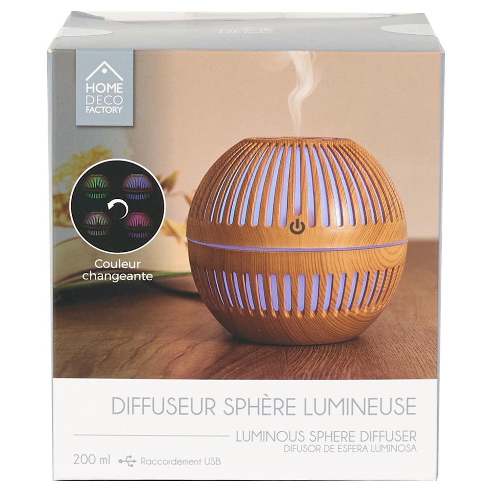 Home Deco Factory Difusor Esfera Luminoso Madera Colección Natural