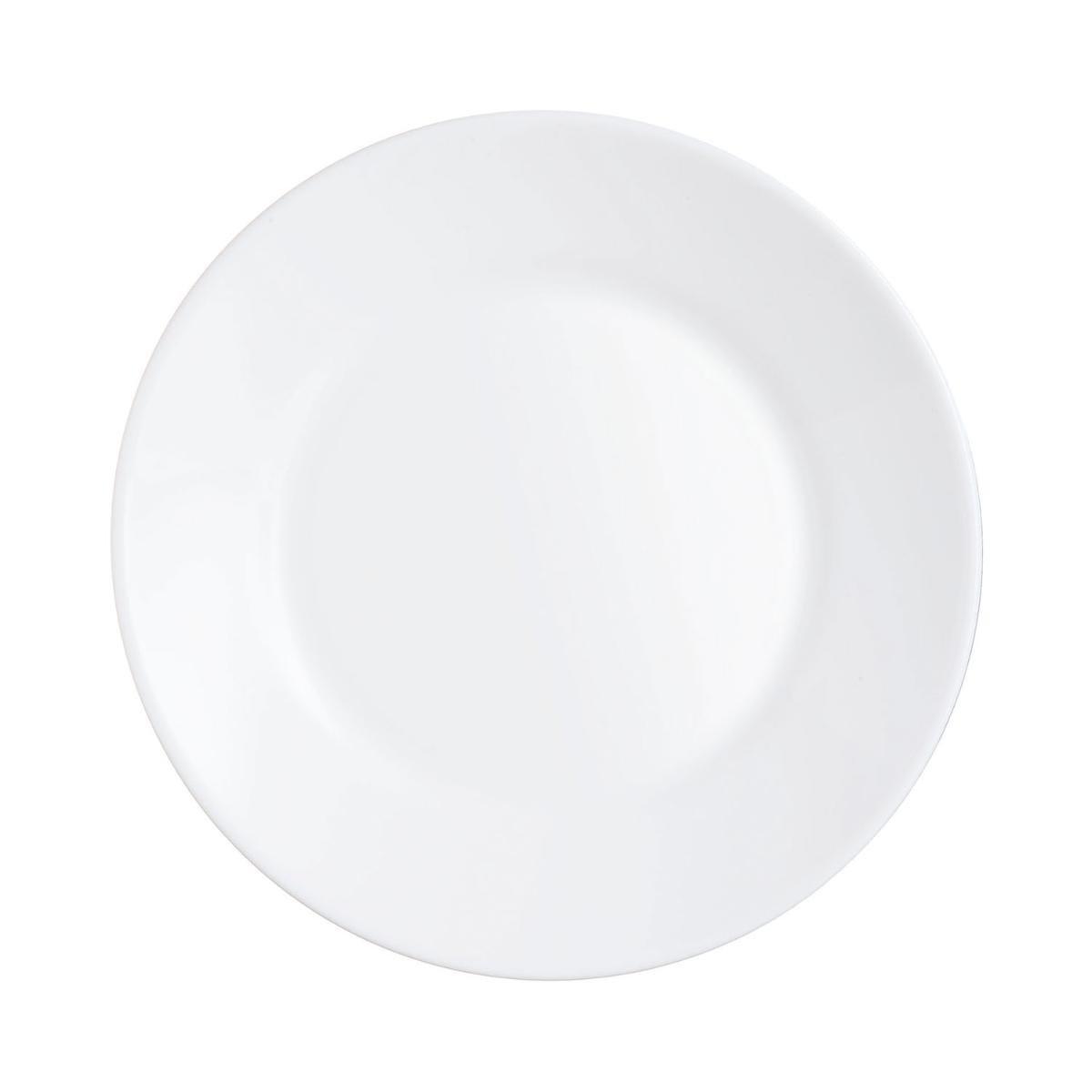 Arcoroc Set 6 Platos Llanos Restaurant Opal - Vidrio Templado Extra Resistente 23,5 cm Blanco - Apto Lavavajillas y Microondas