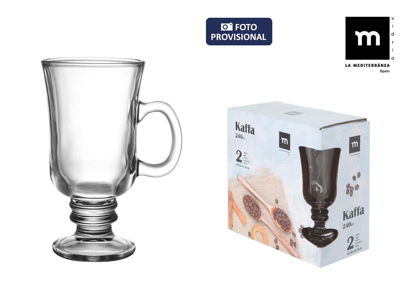 La Mediterranea Set de 2 Copas de Cristal Kaffa para Café Irlandés, 240 ml, Ø7.6 x 14.4 cm (18 Cajas)