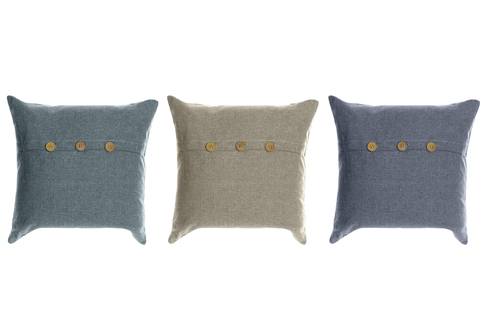 DKD Home Decor Cojín Mediterráneo de Algodón/Poliéster Beige Azul Celeste 40 x 40 x 12 cm (2 Unidades)