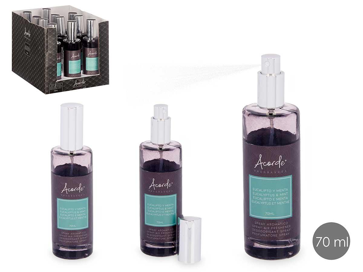 Acorde Aroma Hogar Eucalipto y Menta 70 ml, Dimensiones 4.5x16x4.5 cm (12 Unidades)