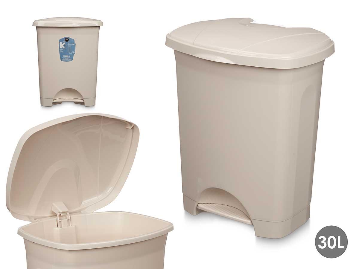 Arte Regal Papelera de Pedal de Plástico 30L Beige 39x47x32 cm (4 Unidades)