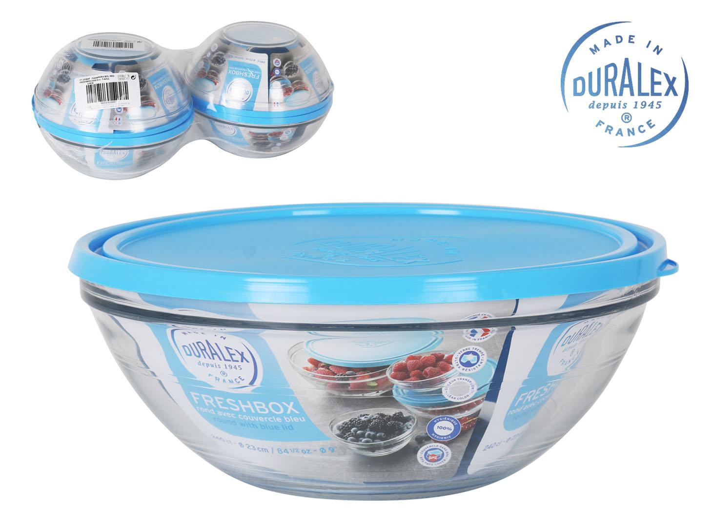 Duralex Fiambrera Red Tapa Azul Ø23x9.3 cm 2400 cc Freshbox (4 Unidades)
