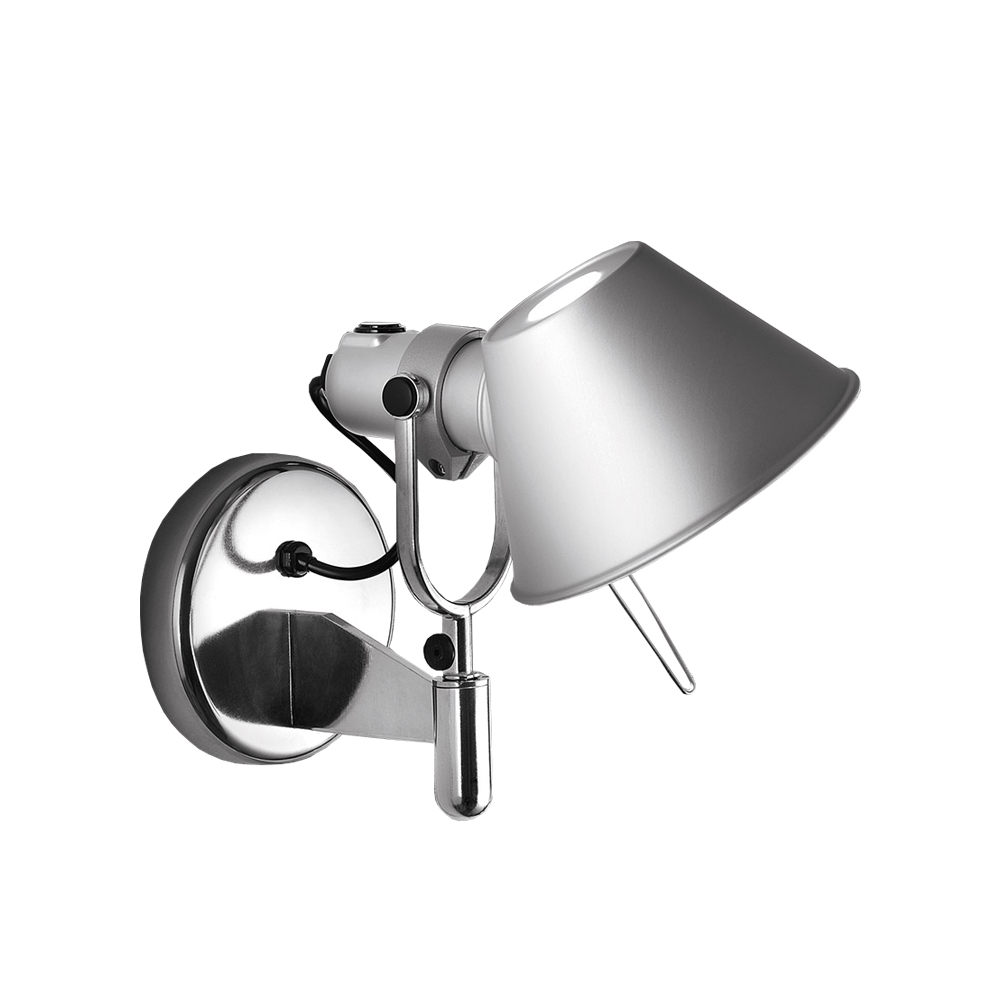 Lámpara de pared Tolomeo Faretto aluminio, con botón de encendido y apagado
