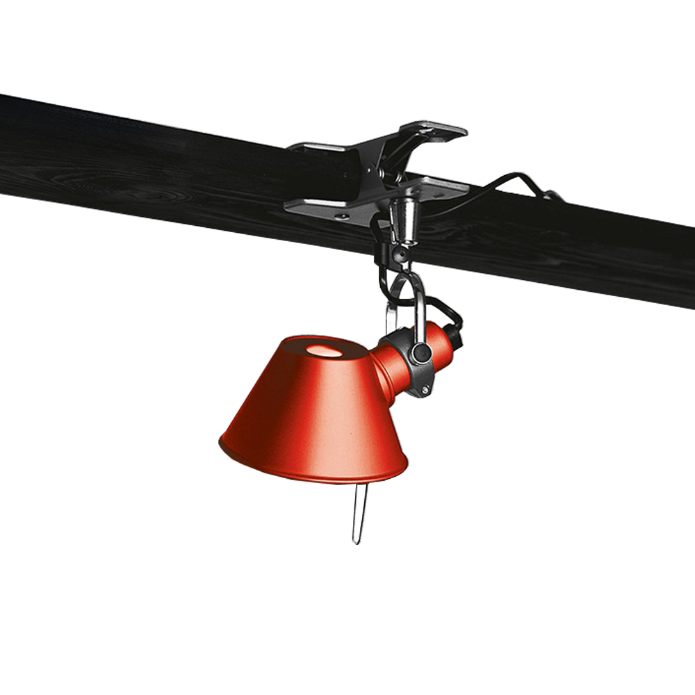 Lámpara de pared Tolomeo Micro Pinza con soporte de pinza rojo