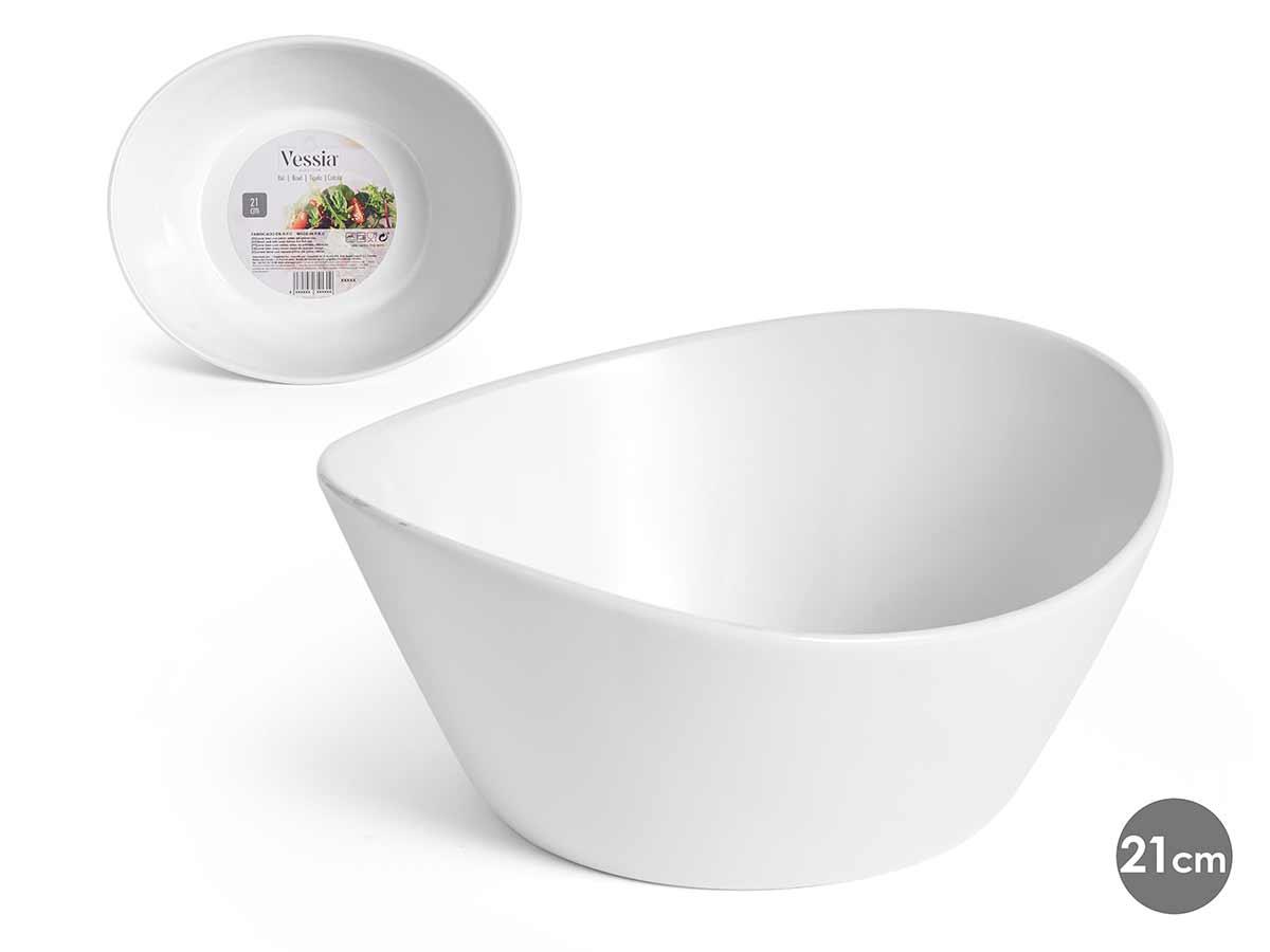 Vessia Bowl de Porcelana con Forma, 21 cm, Blanco, 1400 ml (12 Unidades)