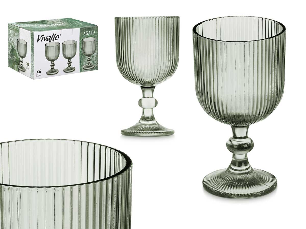 Vivalto Copa Verde Musgo Rayas 370 ml 8 x 16 x 8 cm (24 Unidades)