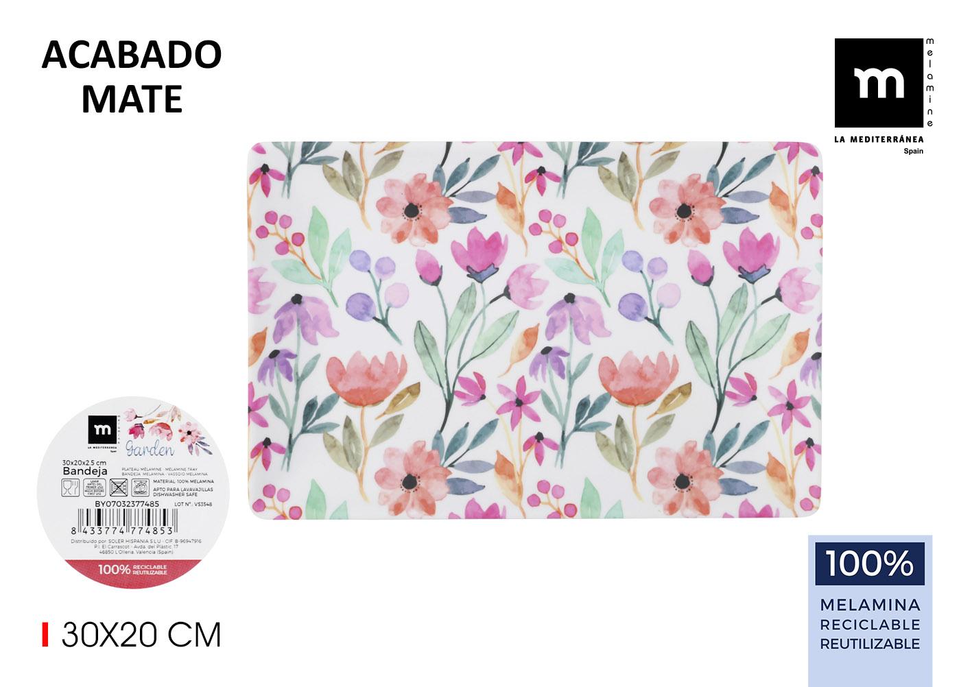 La Mediterranea Bandeja Melamina Mate Garden 30 x 20 x 2.5 cm (12 Unidades)