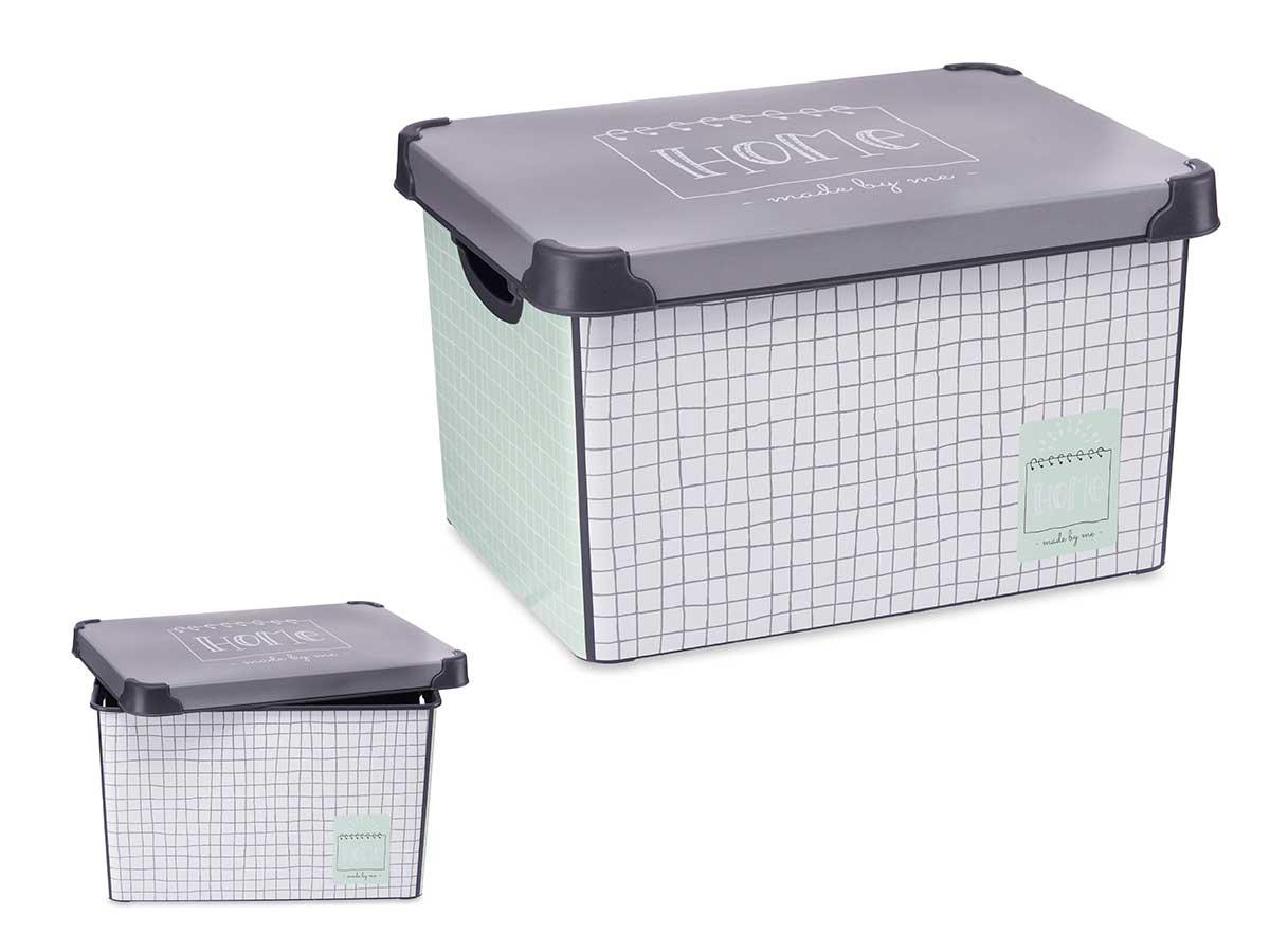 Kipit Caja de Plástico 22L Home con Asa, Gris, 29x23.5x39 cm (12 Unidades)