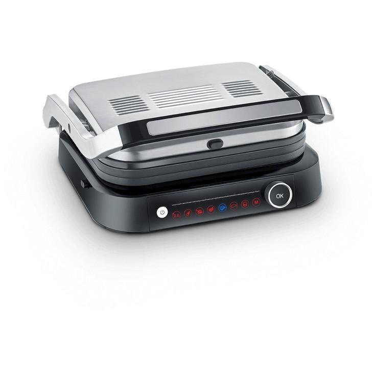 Severin KG 2395 Kontaktgrill Eléctrico Negro/Gris con Placas Cerámicas Antiadherentes, 1800W, Temperatura hasta 230°C