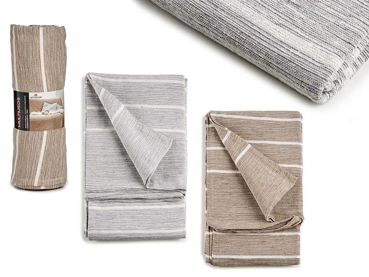 Giftdecor Multiusos Rayas Surtidos Colores Gris y Marrón 225x250 cm (8 Unidades)