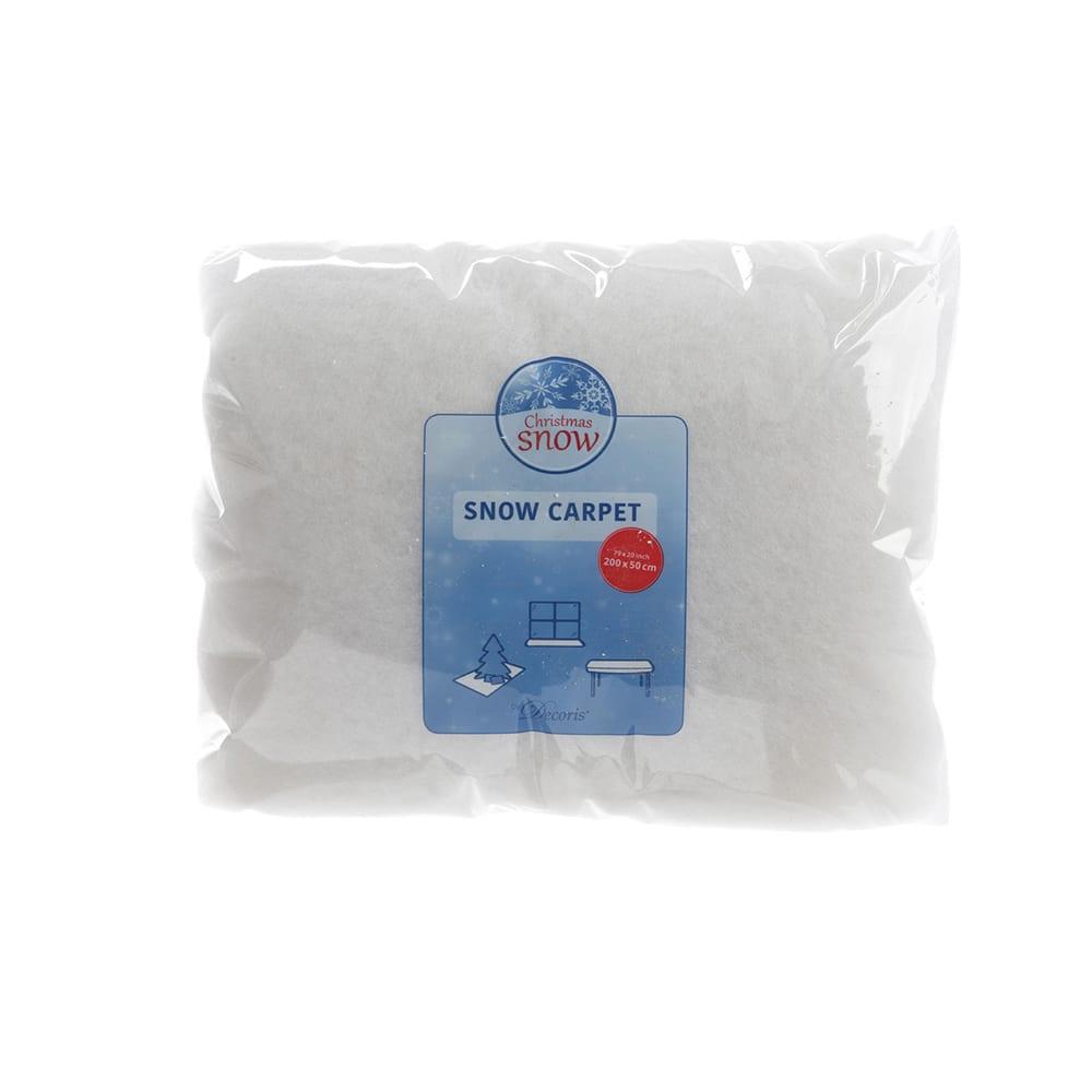 Decoris Alfombra de nieve artificial 100% polyester, blanco, 200x50cm para Belenes y accesorios