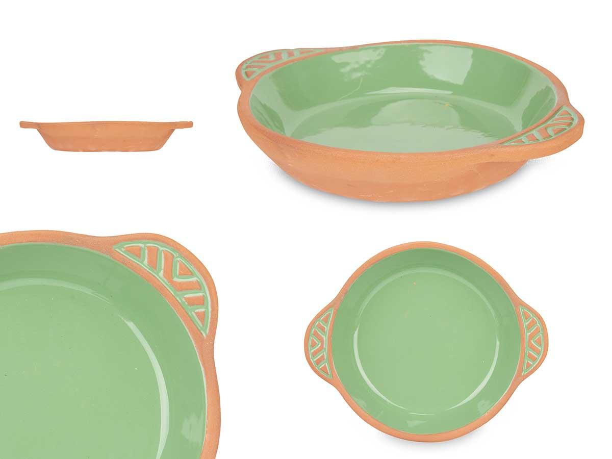 La Dehesa Cazuela de Barro Redonda con Asas 20 cm Verde (8 Unidades)