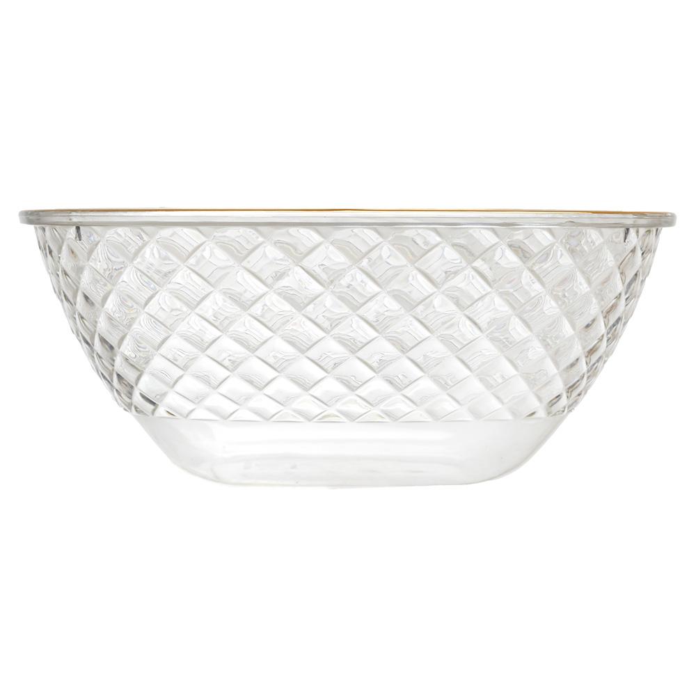 Home Deco Factory Ensaladera de Plástico PET 3 L con Ribete Dorado Colección Mirage