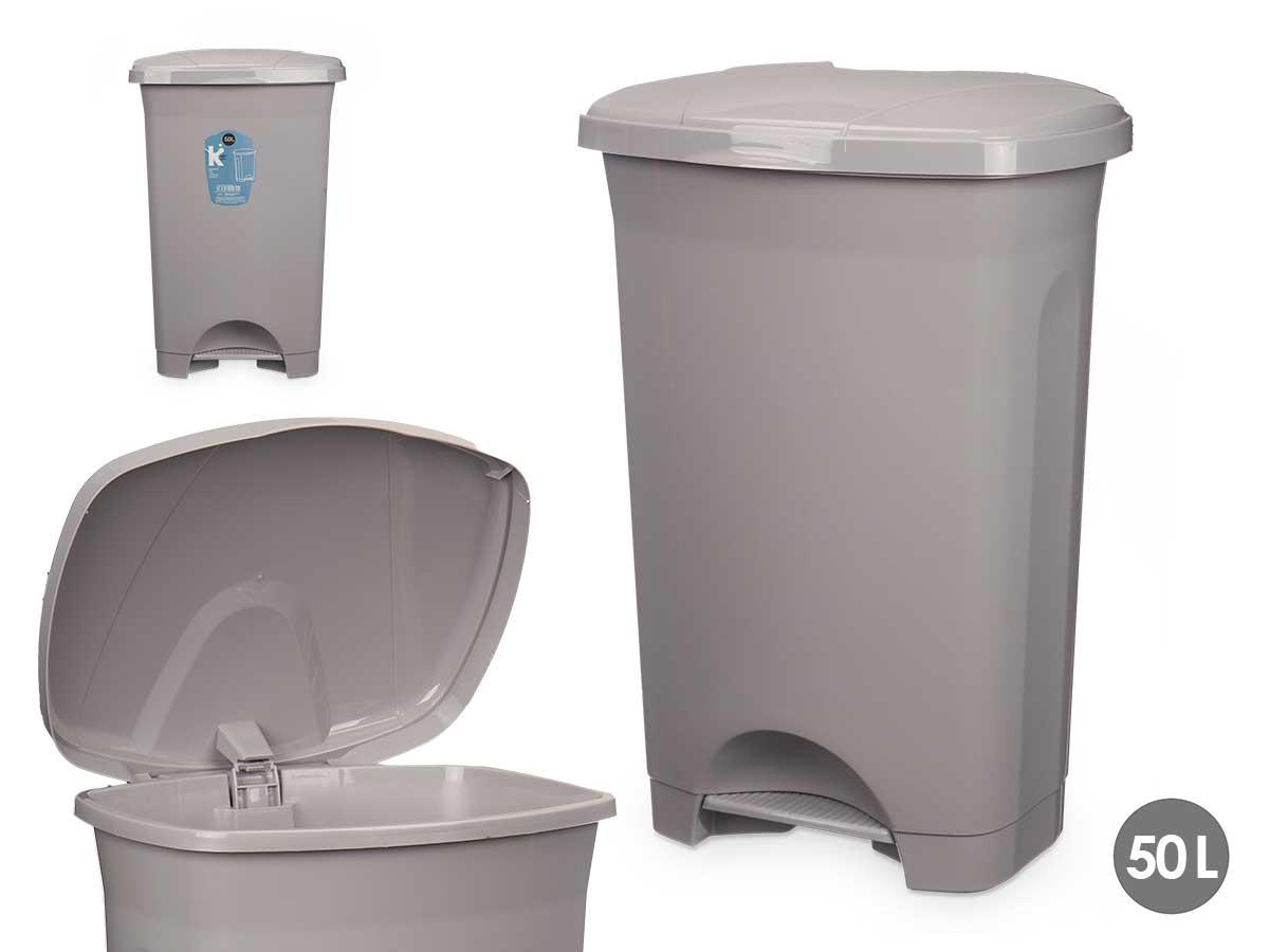Arte Regal Papelera de Pedal de Plástico 50L Gris 43x64x33 cm (3 Unidades)