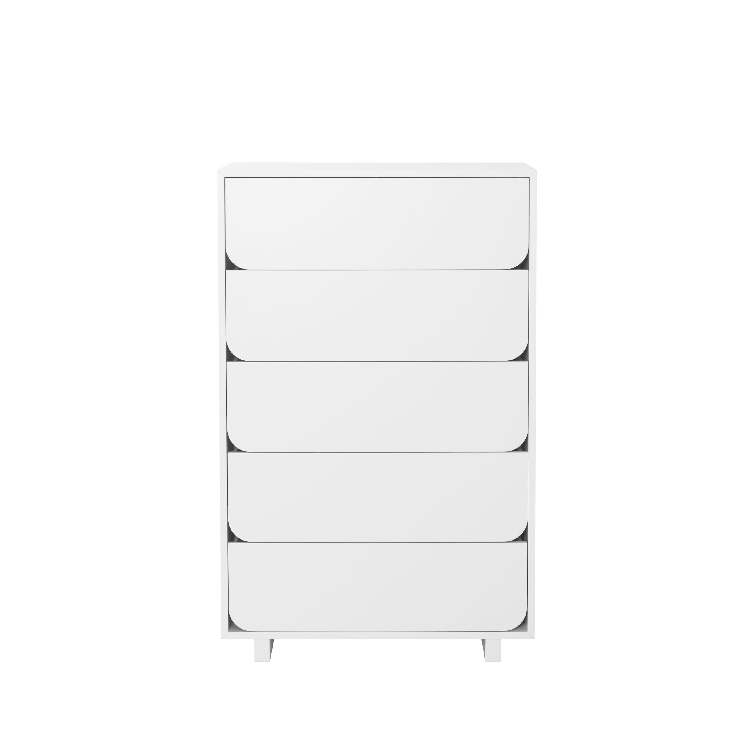 Cómoda Vidja alta Lacado blanco, 5 cajones