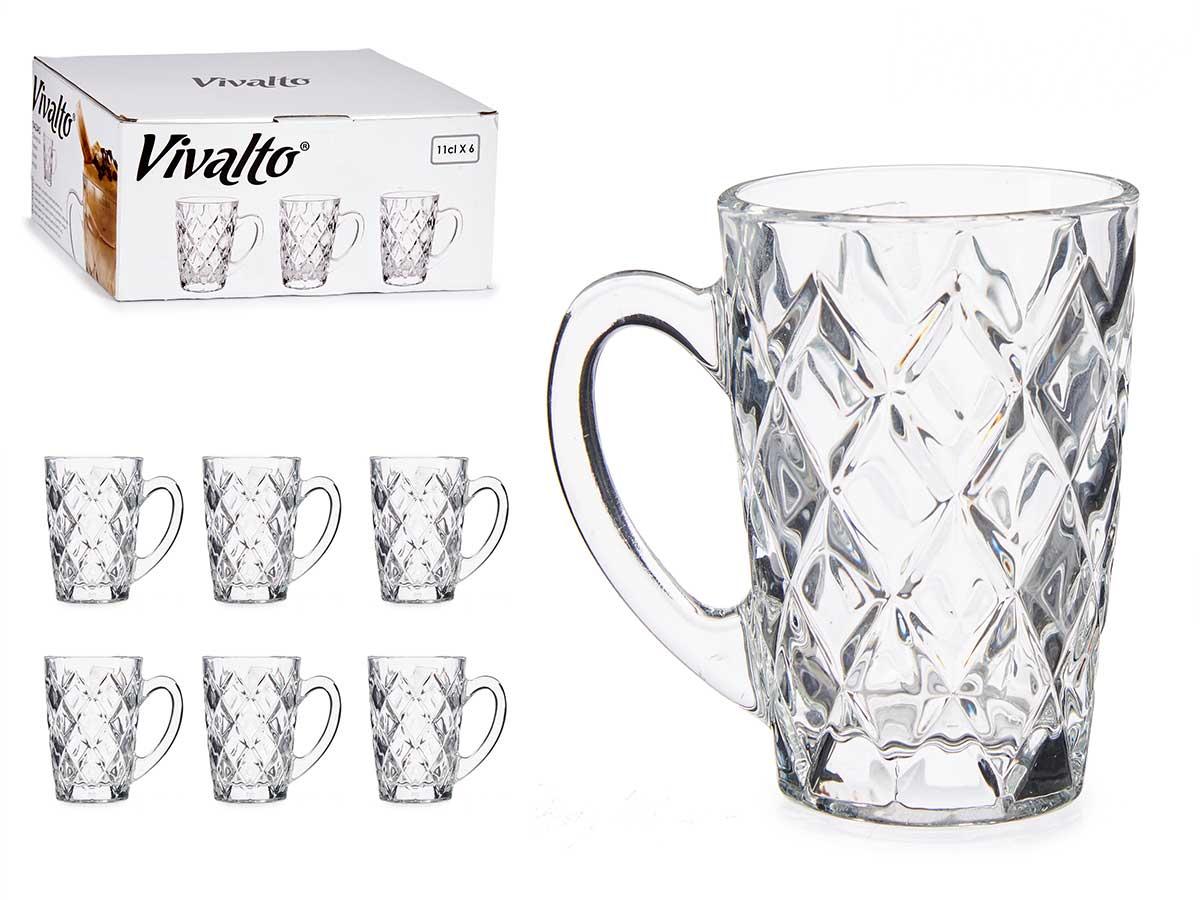 Vivalto Taza Diamante Cristal 110 ml Vidrio Transparente 6x9x9 cm (48 Unidades)