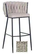 DKD Home Decor Taburete Moderno Beige de Poliéster y Metal Trenzado, 44 cm Largo x 104 cm Alto x 47 cm Ancho. Juego de 2 Unidades.