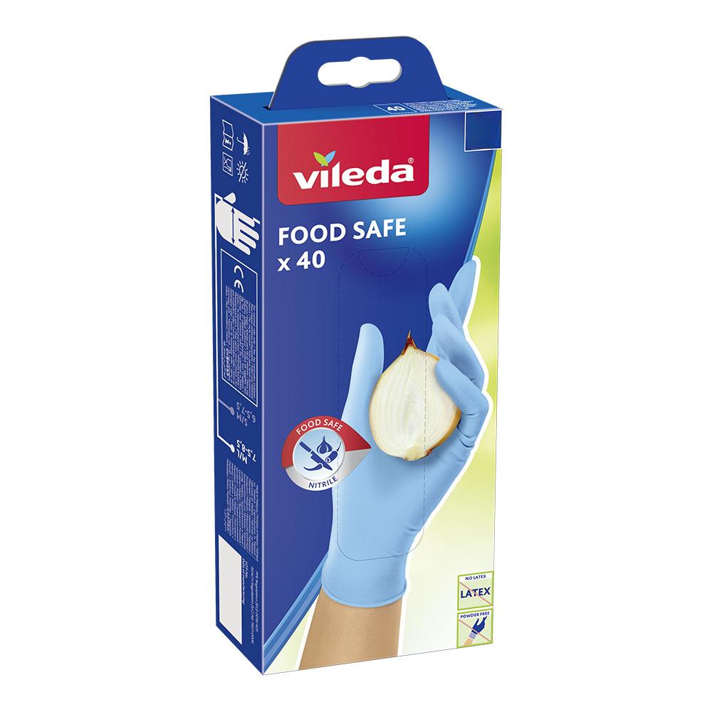 Vileda 171015 Guantes Desechables 100% Nitrilo Food Safe para Contacto con Alimentos Talla M/L 40 Unidades Color Azul