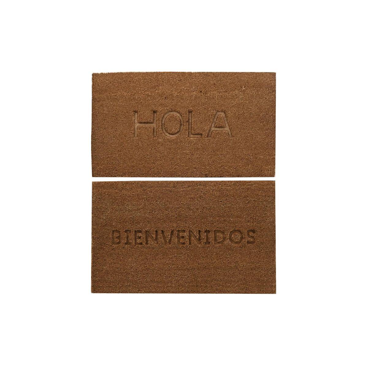 DKD Home Decor Felpudo Basicos de Coco y Goma Marrón 45x75x2.3 cm Pack 2 Unidades