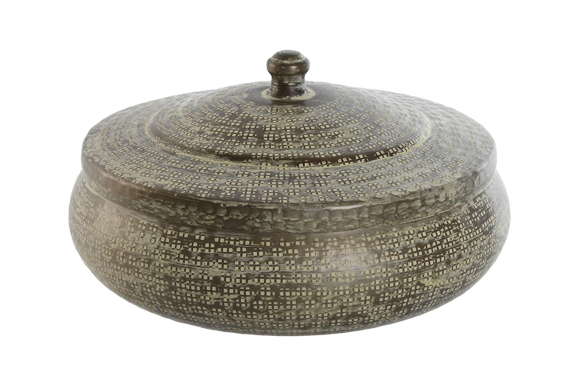 DKD Home Decor Caja Con Tapa Verde Aluminio 42x23x42 cm Hecha a Mano Acabado Patinado Colección Mundra