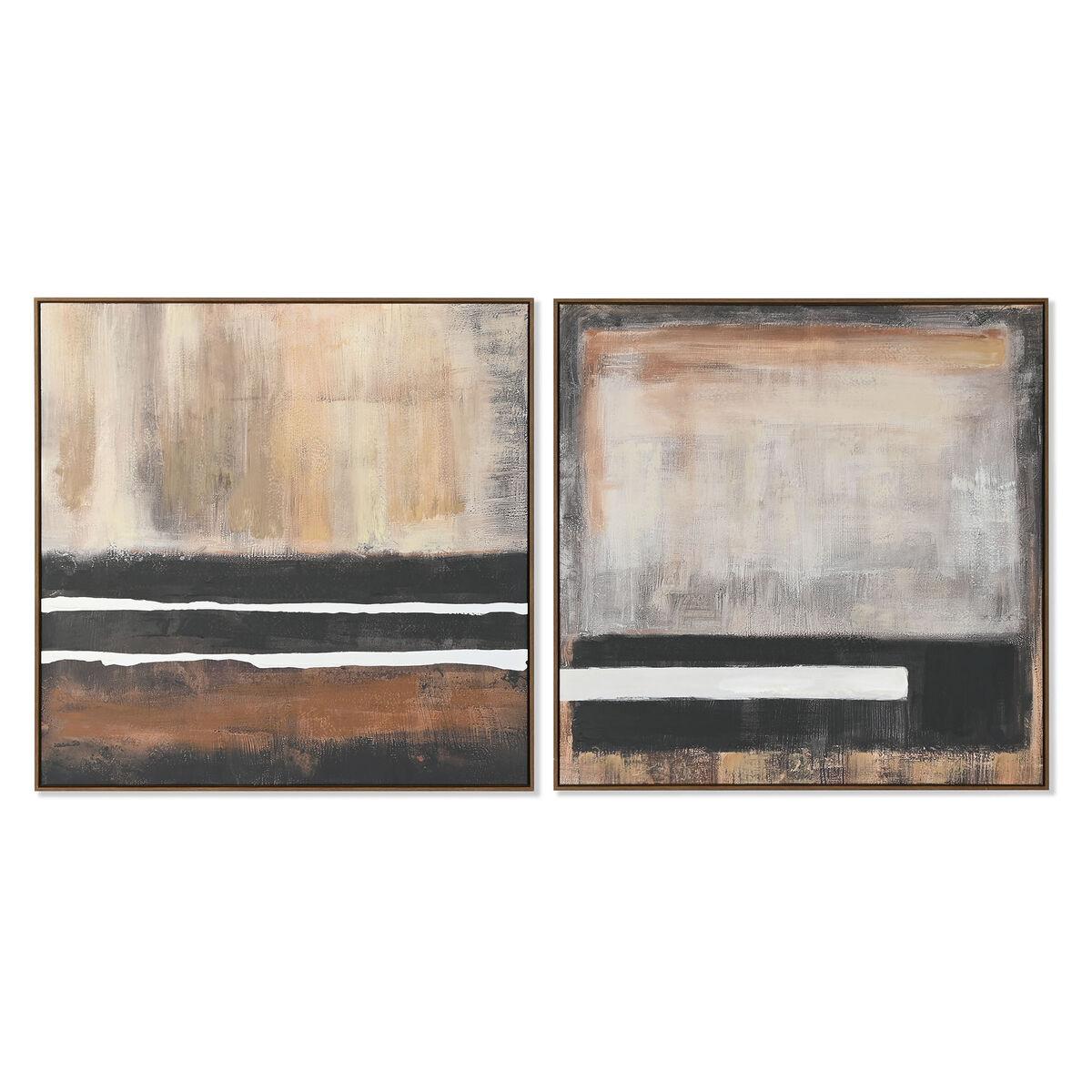DKD Home Decor Cuadro Urban Estilo Moderno, Set de 2 Unidades, 100x100 cm, Marrón Negro Beige Blanco, Lienzo y PS